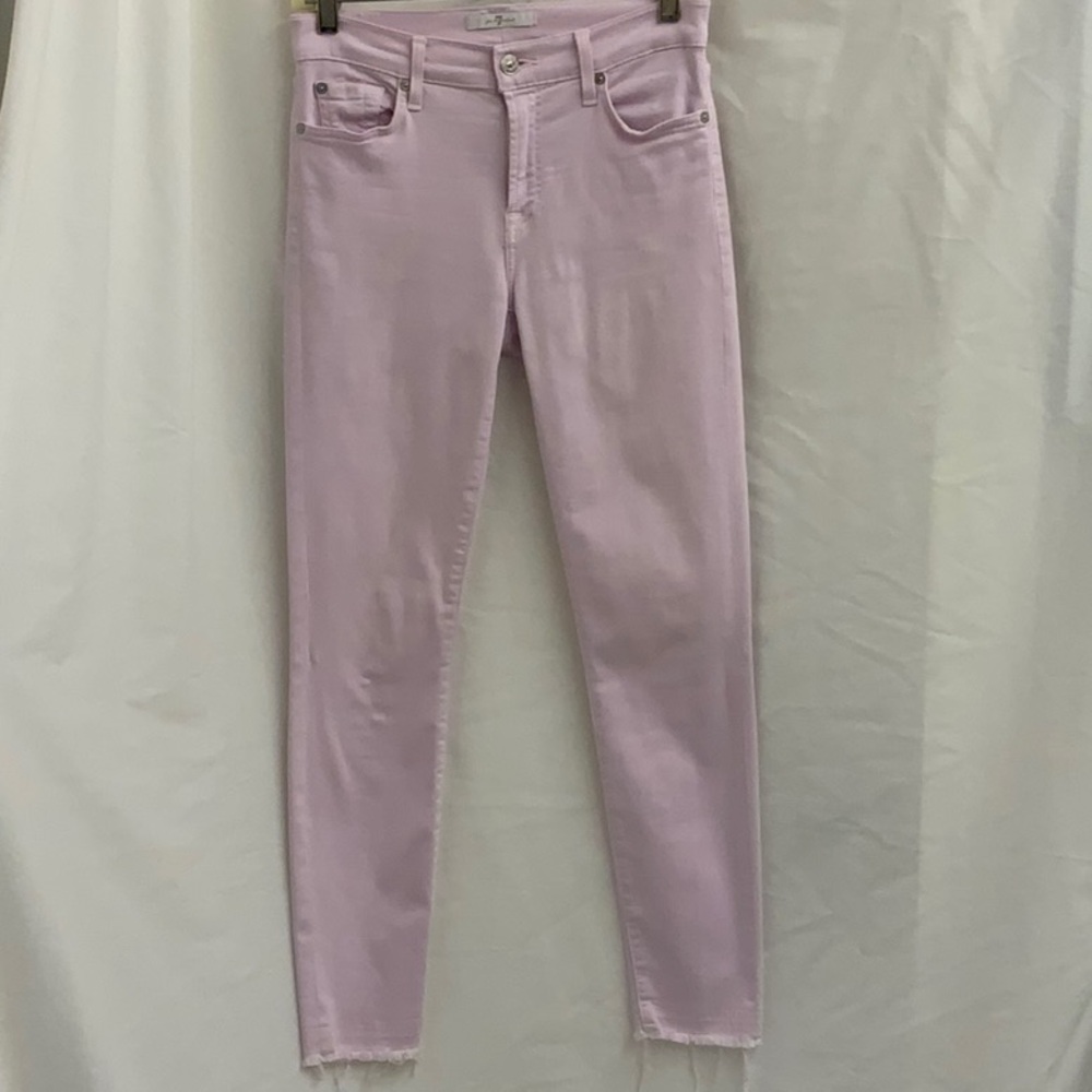 7 For All Mankind Mid-rise Skinny Jean in Unique Light Pink-Lavender Hue Size 27